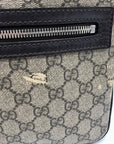 Gucci Dark Brown Leather and Signature GG Supreme Canvas Crossbody Bag