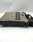 Gucci Dark Brown Leather and Signature GG Supreme Canvas Crossbody Bag