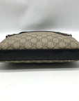 Gucci Dark Brown Leather and Signature GG Supreme Canvas Crossbody Bag