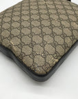 Gucci Dark Brown Leather and Signature GG Supreme Canvas Crossbody Bag