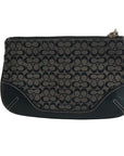 Coach Signature Black & Gray Canvas With Leather Trim Wristlet