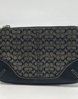 Coach Signature Black & Gray Canvas With Leather Trim Wristlet