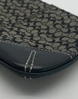 Coach Signature Black & Gray Canvas With Leather Trim Wristlet