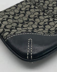 Coach Signature Black & Gray Canvas With Leather Trim Wristlet