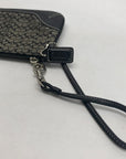 Coach Signature Black & Gray Canvas With Leather Trim Wristlet