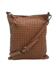Platania Tan Leather Studded Crossbody Bag