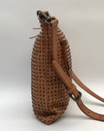 Platania Tan Leather Studded Crossbody Bag