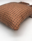 Platania Tan Leather Studded Crossbody Bag