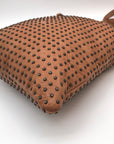 Platania Tan Leather Studded Crossbody Bag