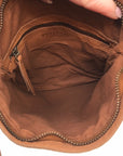 Platania Tan Leather Studded Crossbody Bag