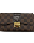 Louise Vuitton Brown Leather Damier Ebène Sistina Wallet