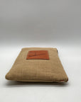 Tan Jute Fabric "A" Branded Patch Shoulder Bag