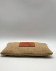 Tan Jute Fabric "A" Branded Patch Shoulder Bag
