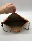 Tan Jute Fabric "A" Branded Patch Shoulder Bag