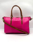 Tignanello Fushia & Brown Shoulder Bag With Matching Wallet