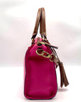 Tignanello Fushia & Brown Shoulder Bag With Matching Wallet