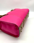 Tignanello Fushia & Brown Shoulder Bag With Matching Wallet