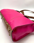 Tignanello Fushia & Brown Shoulder Bag With Matching Wallet