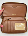 Michael Kors Brown Leather Acorn Wristlet