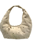 Sam Edelman Ivory Suede Faren Rhinestone Hobo Bag