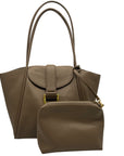 MMS Brands Beige Sculptural-Buckle Shoulder Bag and Mini Bag