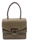 Celine Beige And Brown Coated Canvas Double Flap Vintage Bag