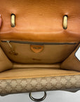 Celine Beige And Brown Coated Canvas Double Flap Vintage Bag