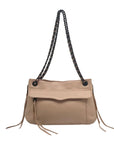 Rebecca Minkoff Blush Beige Leather Expandable Double Chain Shoulder Bag