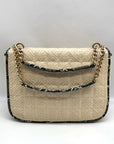 Love Moschino Beige Straw and Snake Pattern Crossbody Bag
