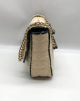 Love Moschino Beige Straw and Snake Pattern Crossbody Bag