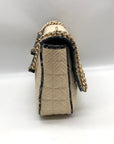 Love Moschino Beige Straw and Snake Pattern Crossbody Bag