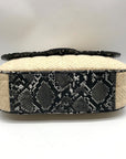 Love Moschino Beige Straw and Snake Pattern Crossbody Bag