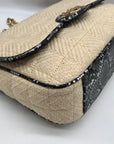 Love Moschino Beige Straw and Snake Pattern Crossbody Bag