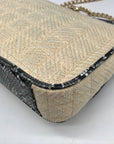 Love Moschino Beige Straw and Snake Pattern Crossbody Bag