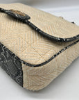 Love Moschino Beige Straw and Snake Pattern Crossbody Bag