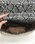Love Moschino Beige Straw and Snake Pattern Crossbody Bag