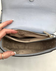 Kate Spade Blue Pebbled Leather Medium Knott Saddle Crossbody Bag