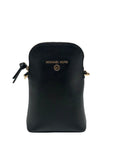 Michael Kors Black Leather Jet Set Charm North South Chain Phone Crossbody