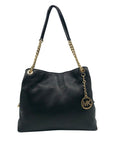 Michael Kors Black Pebbled Leather Jet Set Chain Shoulder Bag