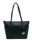 Michael Kors Black Saffiano Leather Charlotte Top-Zip Tote Bag