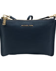 Michael Kors Blue Pebbled Leather Double Zip Crossbody Bag