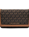 Michael Kors Brown/Acorn Nylon And Leather Logo Jet Set Crossbody Bag