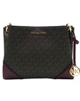 Michael Kors Brown Coated Canvas Triple-Compartment Crossbody