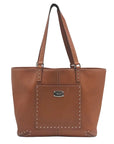 Michael Kors Brown Leather Astor Studded Zip Tote Bag