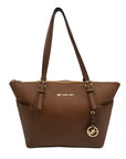 Michael Kors Brown Saffiano Leather Charlotte Top Zip Tote Bag