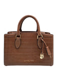 Michael Kors Chestnut Croc Embossed Leather Zoe Convertible Satchel
