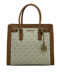 Michael Kors Cream And Brown Signature Coated Canvas Large Satchel