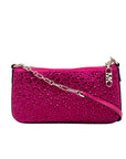Michael Kors Empire Medium Pink Embellished Suede Chain Link Pouchette Bag