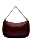 Michael Kors Maroon Pebbled Leather Convertible Shoulder Bag