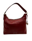Michael Kors Red Aria Large Pebbled Leather Shoulder Bag